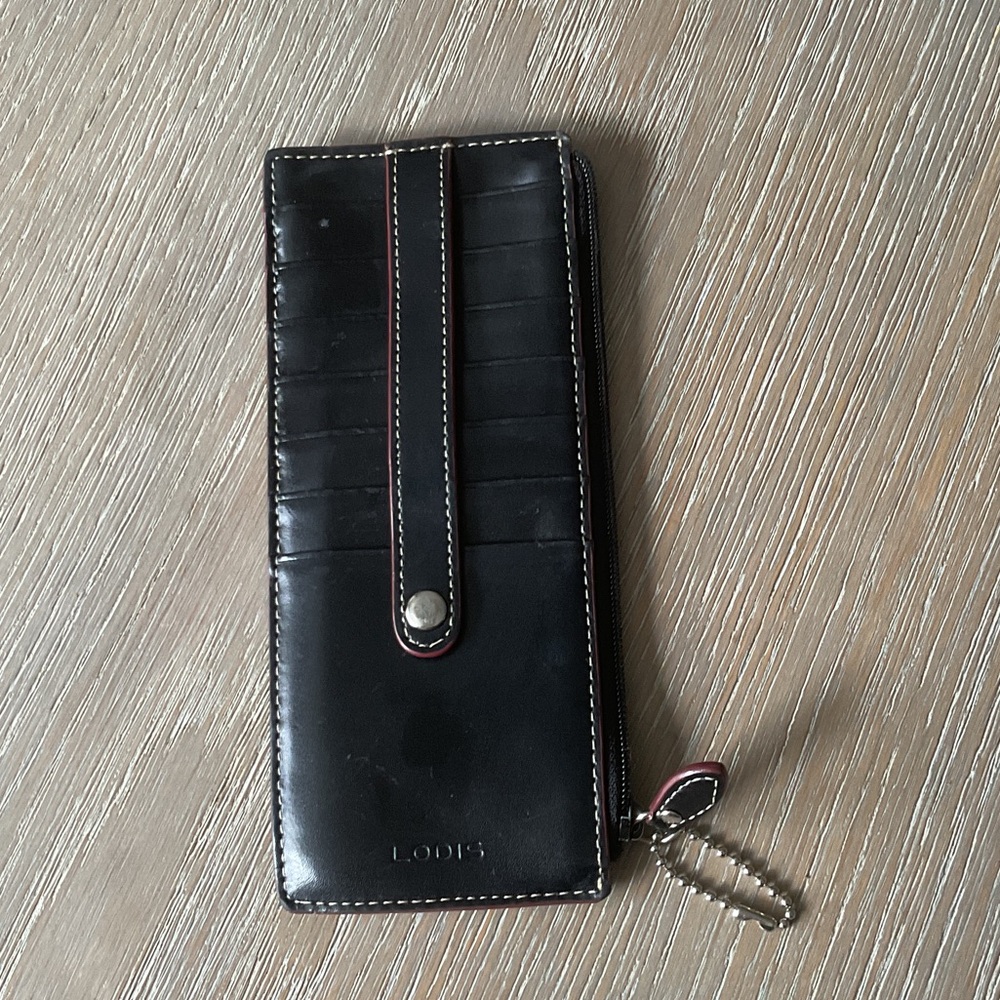 Lodis Black and Red Leather card holder